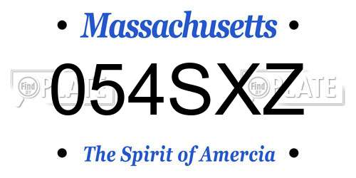 054SXZ Massachusetts License Plate