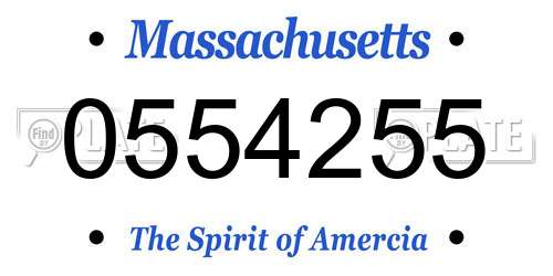 0554255 Massachusetts License Plate