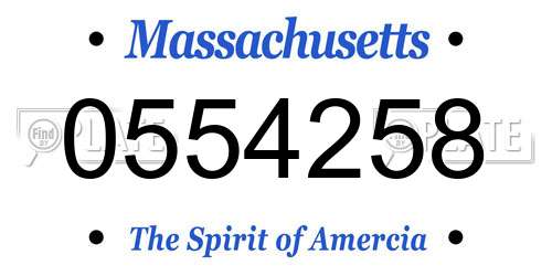 0554258 Massachusetts License Plate
