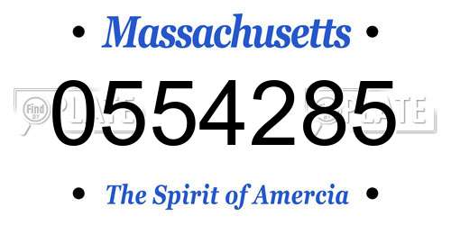 0554285 Massachusetts License Plate