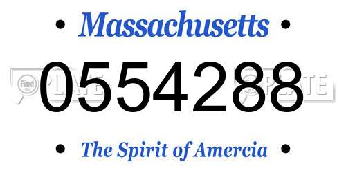 0554288 Massachusetts License Plate