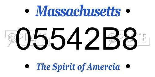 05542B8 Massachusetts License Plate