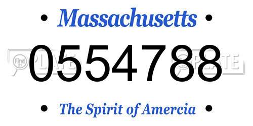0554788 Massachusetts License Plate