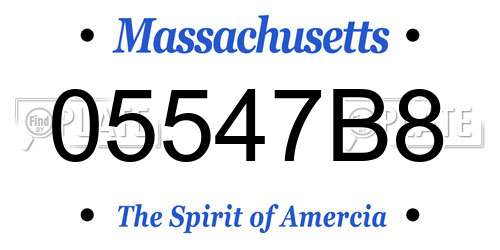 05547B8 Massachusetts License Plate