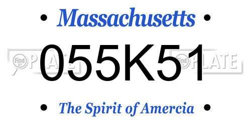055K51 Massachusetts License Plate
