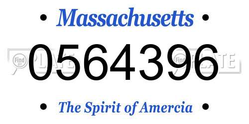 0564396 Massachusetts License Plate