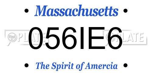 056IE6 Massachusetts License Plate