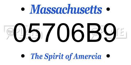 05706B9 Massachusetts License Plate
