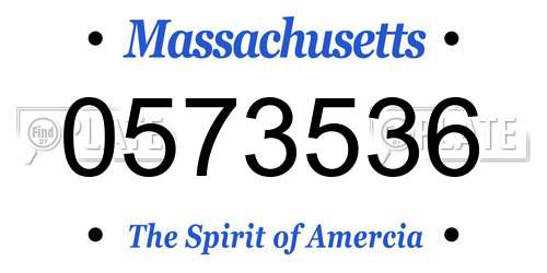 0573536 Massachusetts License Plate