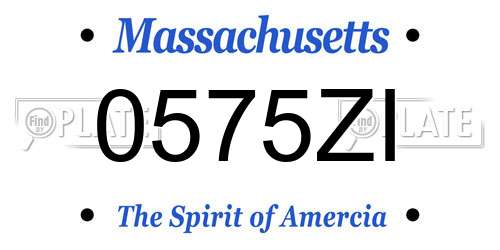 0575ZI Massachusetts License Plate
