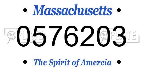 0576203 Massachusetts License Plate