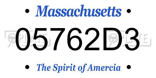 05762D3 Massachusetts License Plate