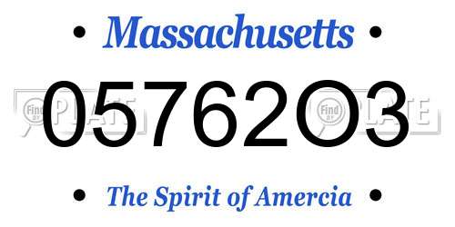 05762O3 Massachusetts License Plate