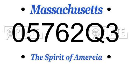 05762Q3 Massachusetts License Plate