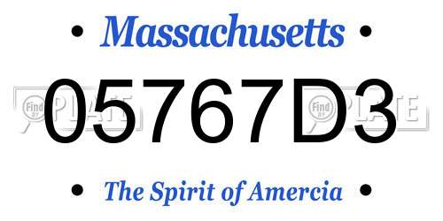 05767D3 Massachusetts License Plate