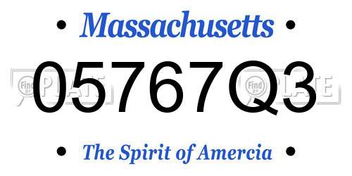 05767Q3 Massachusetts License Plate
