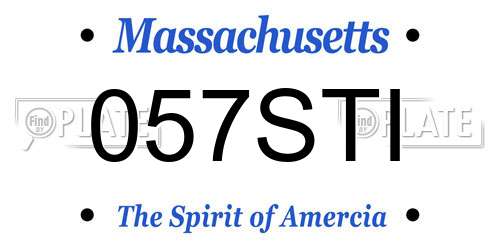057STI Massachusetts License Plate
