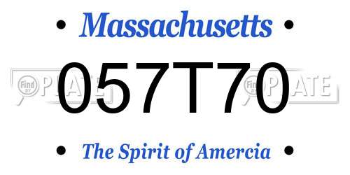 057T70 Massachusetts License Plate