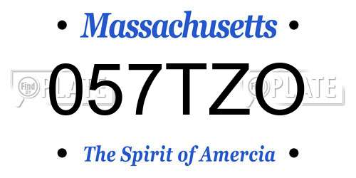 057TZO Massachusetts License Plate