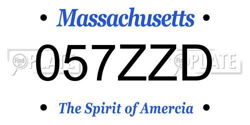057ZZD Massachusetts License Plate