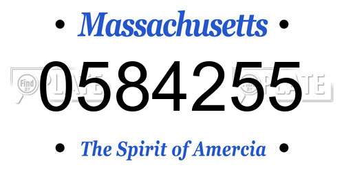 0584255 Massachusetts License Plate