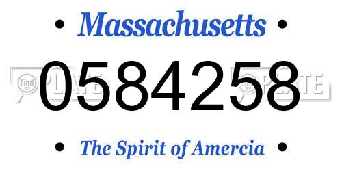0584258 Massachusetts License Plate