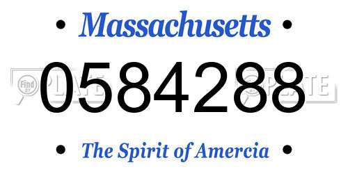 0584288 Massachusetts License Plate
