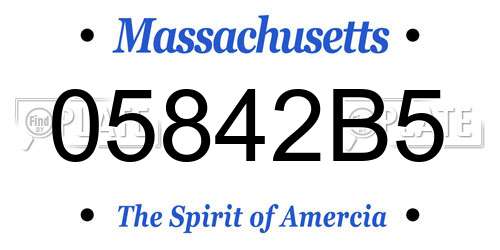 05842B5 Massachusetts License Plate