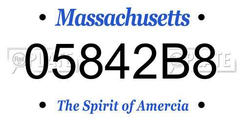 05842B8 Massachusetts License Plate