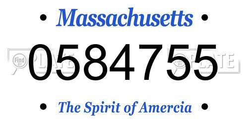 0584755 Massachusetts License Plate