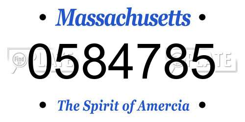 0584785 Massachusetts License Plate