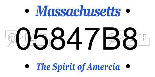 05847B8 Massachusetts License Plate