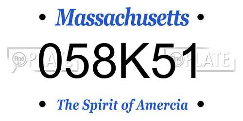058K51 Massachusetts License Plate