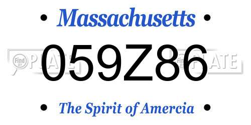 059Z86 Massachusetts License Plate