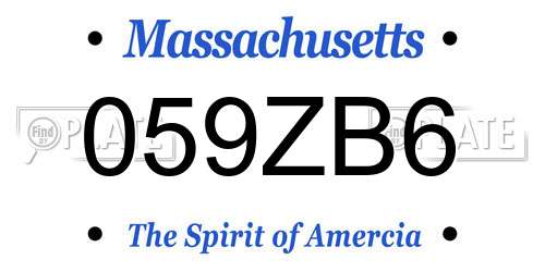059ZB6 Massachusetts License Plate