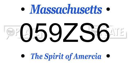 059ZS6 Massachusetts License Plate