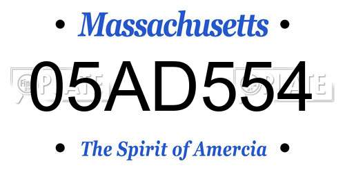 05AD554 Massachusetts License Plate