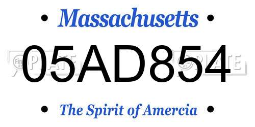 05AD854 Massachusetts License Plate