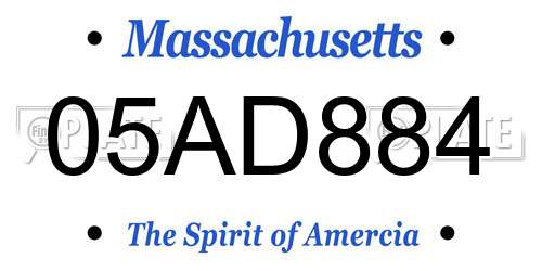 05AD884 Massachusetts License Plate