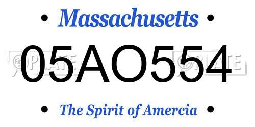 05AO554 Massachusetts License Plate