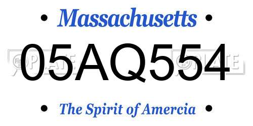 05AQ554 Massachusetts License Plate
