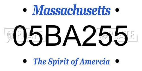 05BA255 Massachusetts License Plate