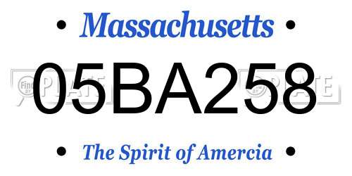 05BA258 Massachusetts License Plate