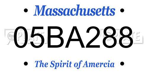 05BA288 Massachusetts License Plate