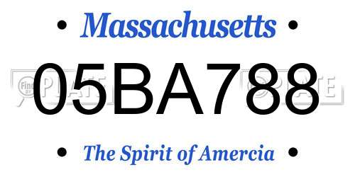 05BA788 Massachusetts License Plate