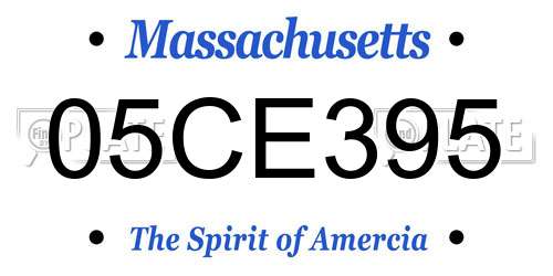 05CE395 Massachusetts License Plate