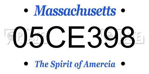05CE398 Massachusetts License Plate