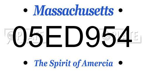 05ED954 Massachusetts License Plate