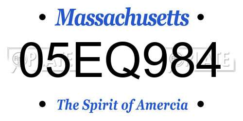 05EQ984 Massachusetts License Plate