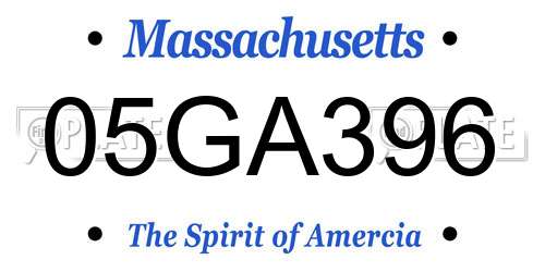 05GA396 Massachusetts License Plate